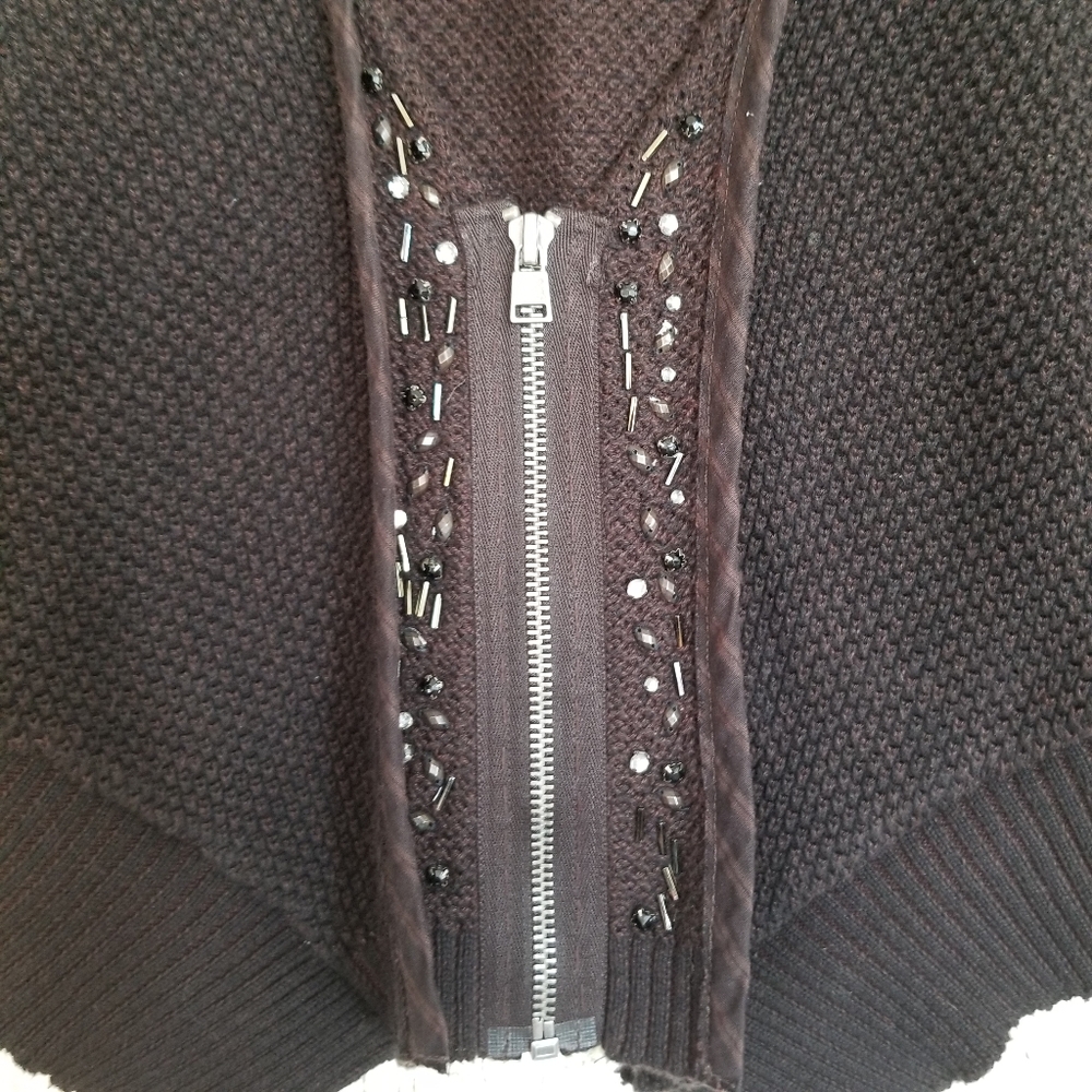 Free People Half Zipped Beaded Cropped Cardigan - Picture 3 of 6